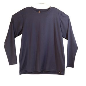 Carhartt shirt mens M medium navy blue long sleeve crew neck polyester
